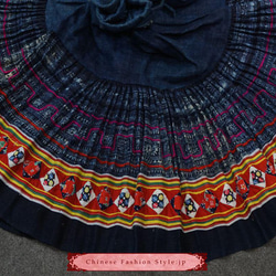 貴州苗族の刺繍付きスカート100%ハンドメイド 手織プリーツスカート Bohoスタイルな女性ためのドレス #232 7枚目の画像
