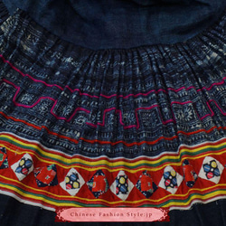貴州苗族の刺繍付きスカート100%ハンドメイド 手織プリーツスカート Bohoスタイルな女性ためのドレス #232 6枚目の画像