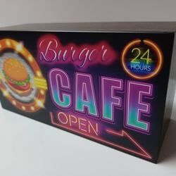 アメリカン ハンバーガー CAFE カフェバー コーヒー サイン 看板 置物 雑貨 LED2wayライトBOX 4枚目の画像