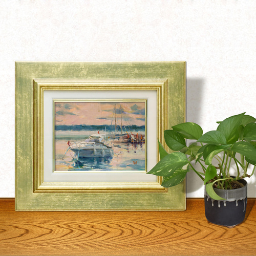 憩いの郷-03】油絵原画 F0サイズ一点物 額縁付 豪華プレゼント
