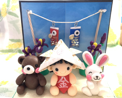 ☆金太郎ちゃんとクマちゃんうさぎちゃん(受注生産) 樹脂粘土 ☆金太郎ちゃんとクマちゃんうさぎちゃん(受注生産) 樹脂粘土