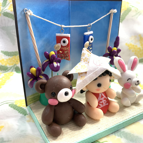 ☆金太郎ちゃんとクマちゃんうさぎちゃん(受注生産) 樹脂粘土 ☆金太郎ちゃんとクマちゃんうさぎちゃん(受注生産) 樹脂粘土
