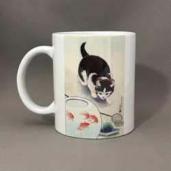 小原古邨 金魚鉢と猫 マグカップ 3枚目の画像