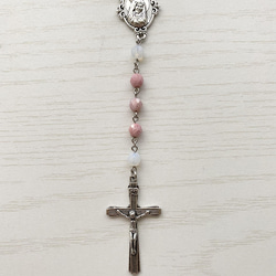 【Ave Maria】❤︎聖母マリア・ロザリオネックレス❤︎【ローズピンク・桜・シルバー】キリスト・十字架・大人可愛い 5枚目の画像