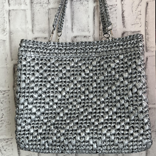 スズランテープバッグ 2点 How to crochet a bag with a vinyl string for packing - YouTube