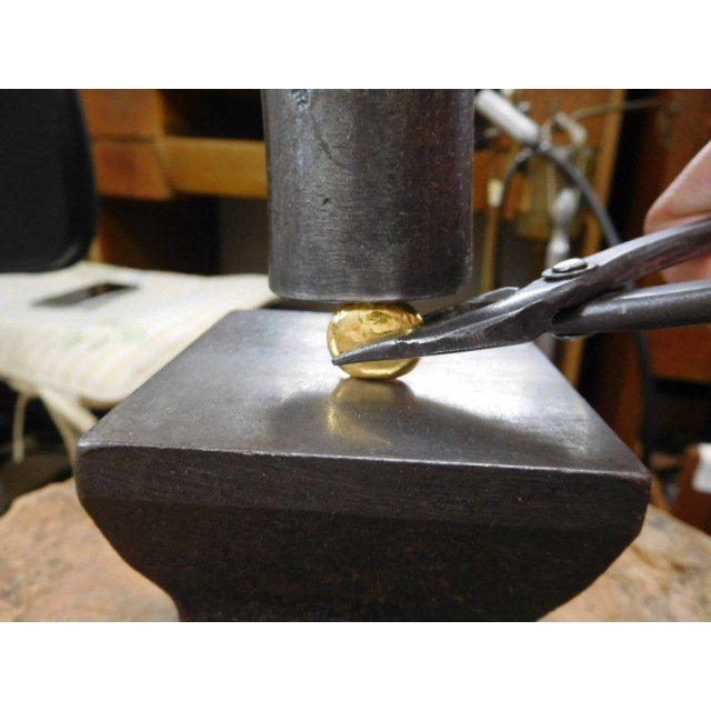 鍛造 結婚指輪 純金 24金 k24 幅広い 槌目 平打ち リング 幅5mm くすみ加工