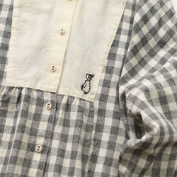 刺繍チェック柄シャツ#リネンシャツ 長袖シャツ  レディース   トップス 15枚目の画像