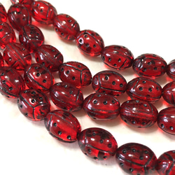 てんとう虫ぷっくり 12個 チェコビーズ 3枚目の画像