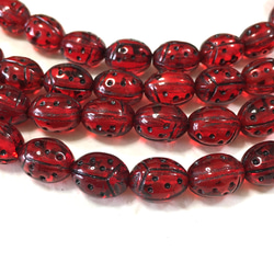 てんとう虫ぷっくり 12個 チェコビーズ 1枚目の画像