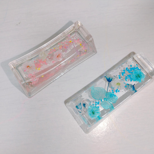 ガラスの様な涼しさ漂うレジンの箸置きペアセット 箸・箸置き