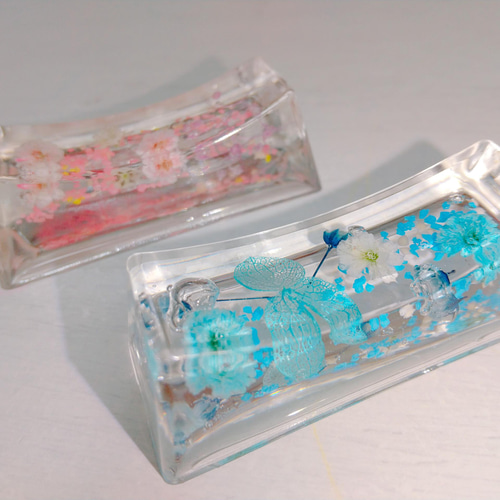 ガラスの様な涼しさ漂うレジンの箸置きペアセット 箸・箸置き