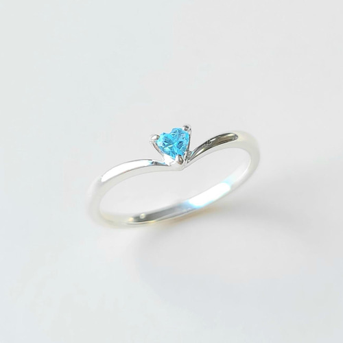 春色3カラー✧】ハート型天然石のV字リング シルバー《送料無料》PY