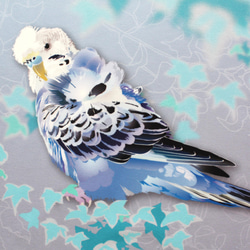 ハンドタオル「羽衣セキセイインコ」 2枚目の画像