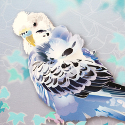 ハンドタオル「羽衣セキセイインコ」 3枚目の画像