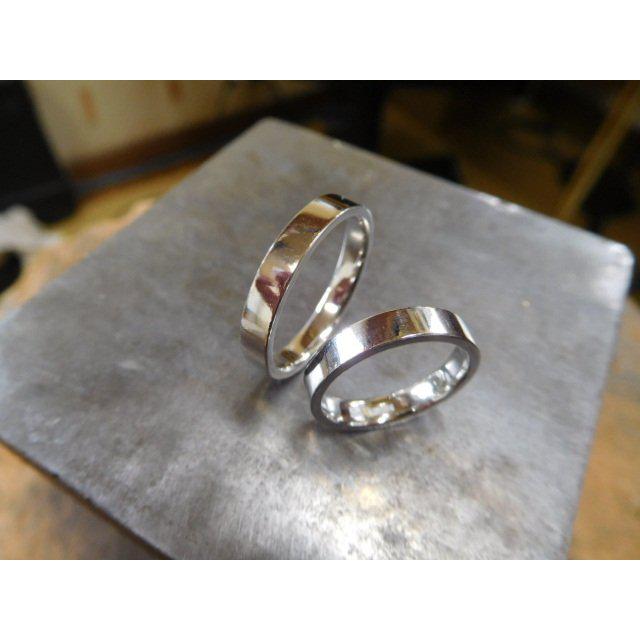 鍛造 結婚指輪 プラチナ1000 純プラチナ プラチナ999 平打ち リング 幅3.5mm 鏡面