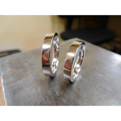 鍛造 結婚指輪 プラチナ1000 純プラチナ プラチナ999 平打ち リング 幅4mm 鏡面 3枚目の画像