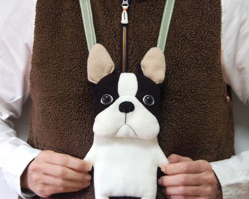 ぬいぐるみ✖️2、スマホポーチ✖️1 フレブルちゃんのスマホバッグ パイド 白黒 フレンチブルドッグ