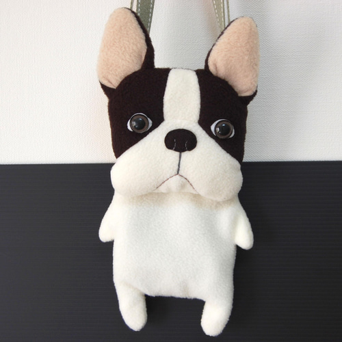 フレブルちゃんのスマホバッグ パイド 白黒 フレンチブルドッグ