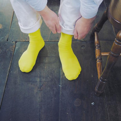 キナリノ掲載 メンズソックス 靴下 黄色 イエロー フィット「TRIP SCOTT」 YELLOW 2枚目の画像