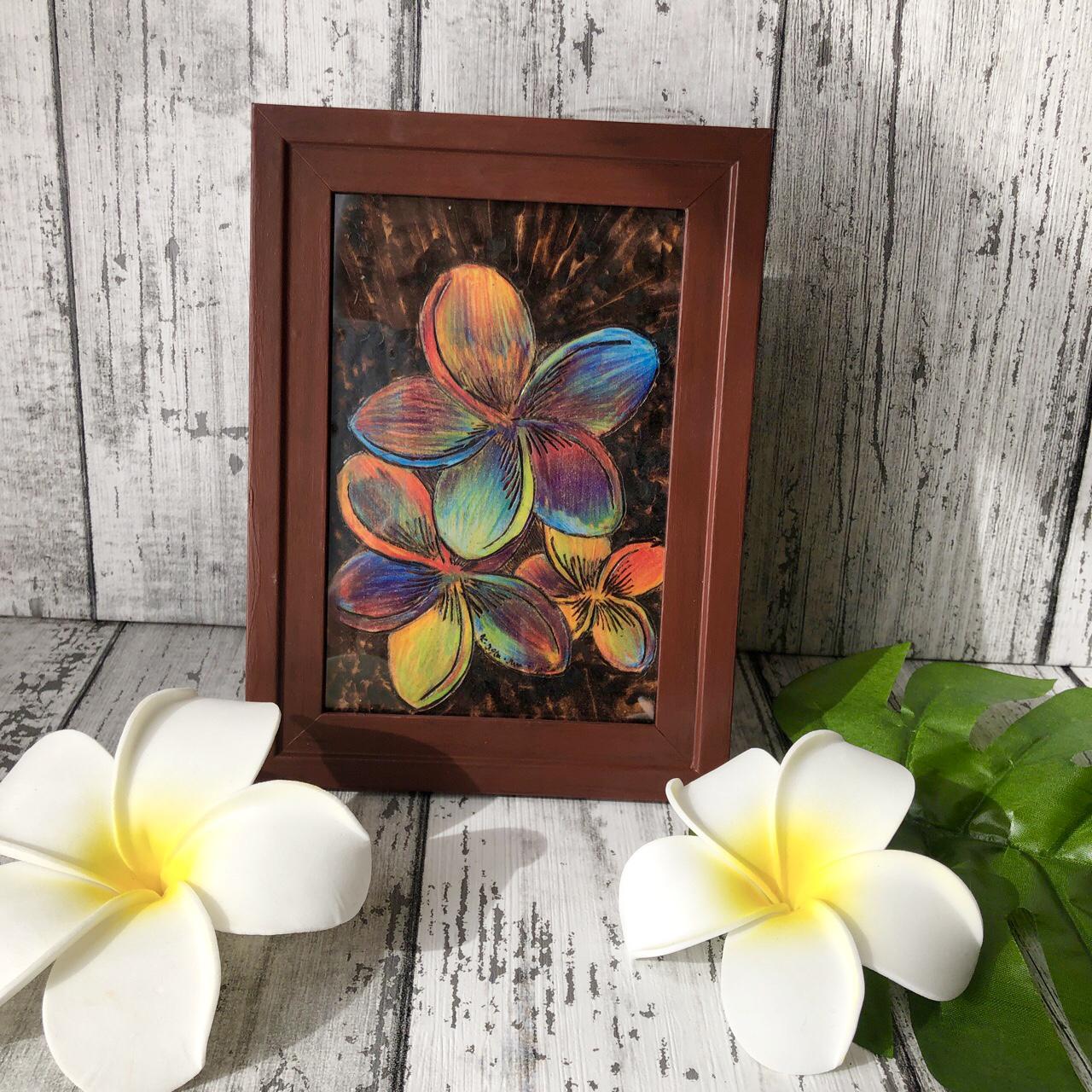 プルメリアの絵画 木製フレーム プルメリアの絵画 木製フレーム