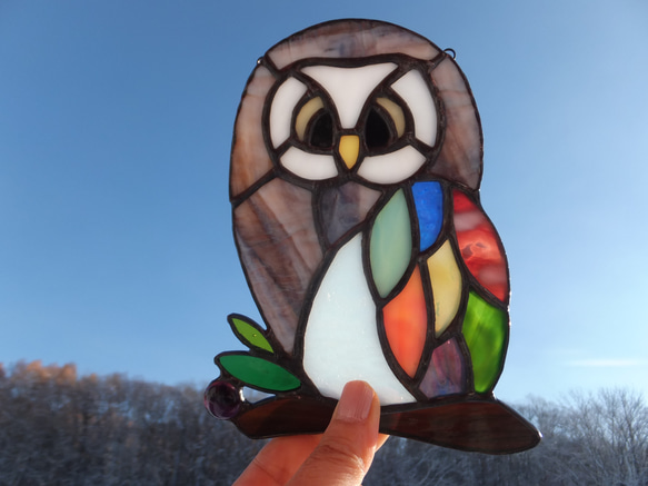 ライフォード社ステンドグラス ふくろうB梟フクロウ /グラスマスターズ