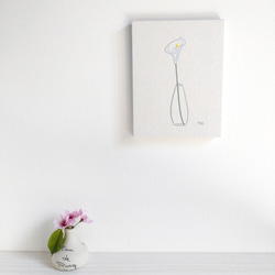 ■ ブルーのカラー ■ボタニカル ドローイング風刺繍 木製ファブリックパネル ■ Mサイズ ■ 8枚目の画像