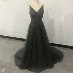 高品質！キャミソール パーティードレス グレー ソフトチュール 短  