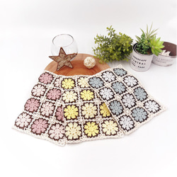 かぎ針編み/フラワーモチーフ/ソファカバー/ブランケット