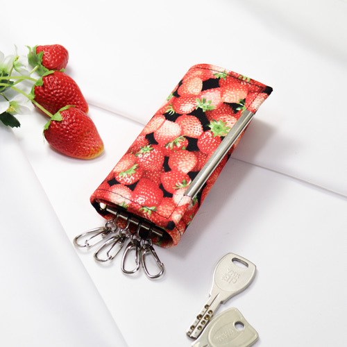 プチプラ シンプルスリムキーケース いちご【受注生産】 キーケース 