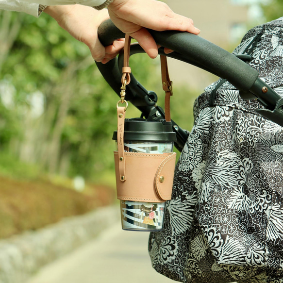 隨時隨地攜帶咖啡！皮革保溫杯套 第6張的照片