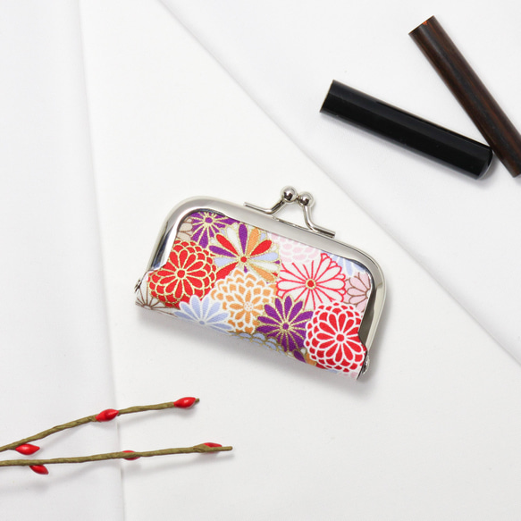 がま口印鑑ケース マルチミニケース 和柄 菊【受注生産】 がま口