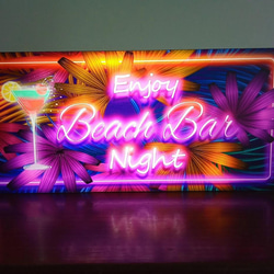 ハワイ ビーチ カクテル バー パブ スナック 酒 南国 ライト 看板 置物 雑貨 LED2wayライトBOX 1枚目の画像