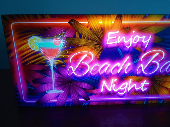 ハワイ ビーチ カクテル バー パブ スナック 酒 南国 ライト 看板 置物 雑貨 LED2wayライトBOX 2枚目の画像