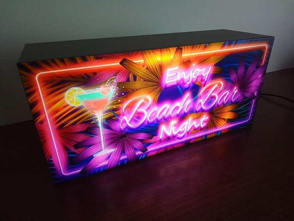 ハワイ ビーチ カクテル バー パブ スナック 酒 南国 ライト 看板 置物 雑貨 LED2wayライトBOX 4枚目の画像