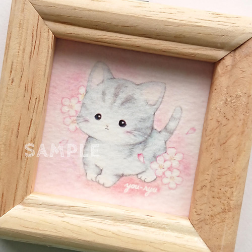 複製ミニイラスト 子猫ちゃん「桜色」 イラスト you-ryu 通販