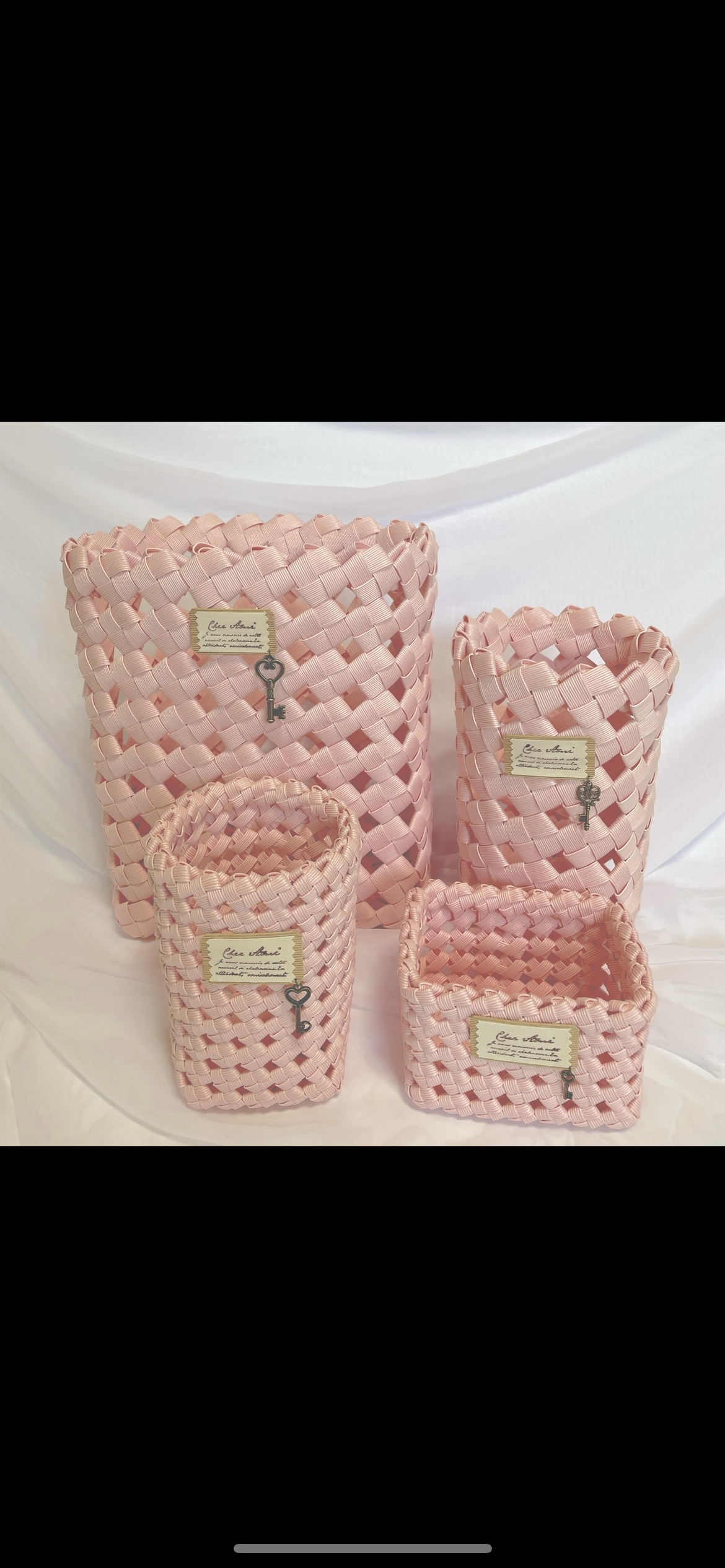 No.45 クラフトバンド ゴミ箱・小物入れ・かご・マスクケース ソメイヨシノセット♪ ゆめかわ 夢可愛い ナチュラル