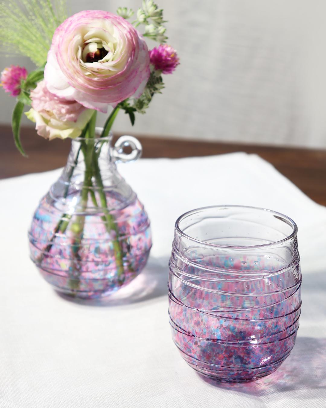 母の日早割2024「花色一輪挿し×グラス マーブルセット」ギフト バラ さくら 桜 カーネーション コーラル
