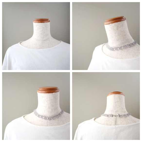 タティングレースのカジュアルチョーカー（ライトグレー） 5枚目の画像