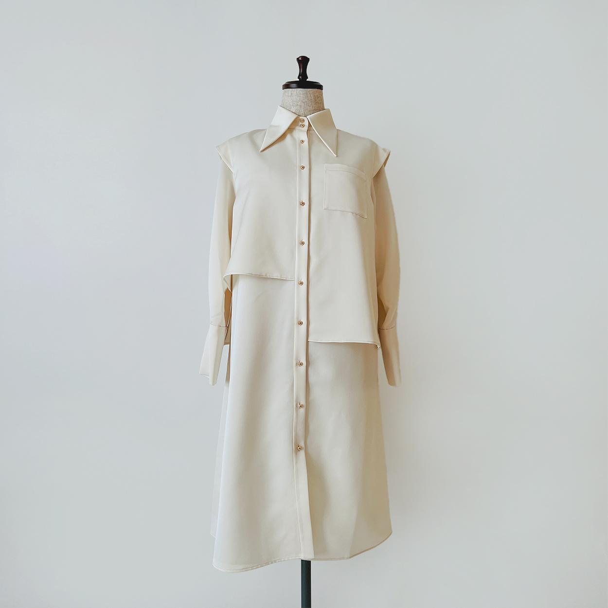 レイヤードシャツワンピース / white