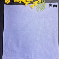 リネン手刺繍ハンカチ「草花」30cm×30cm「ふじいろ」 8枚目の画像