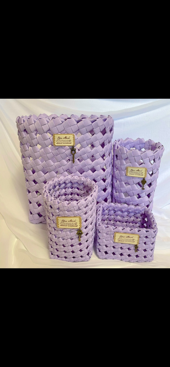 No.46 ゆめかわ ゴミ箱・小物入れ・かご・マスクケース セット♪ 薄紫