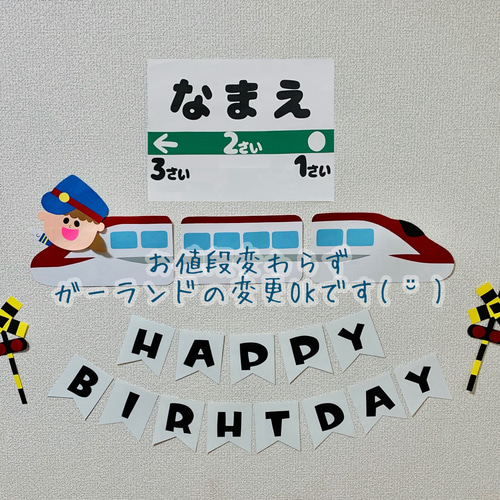 選べる顔パーツ 新幹線 こまち 誕生日 バースデー 壁面飾り 名入れあり