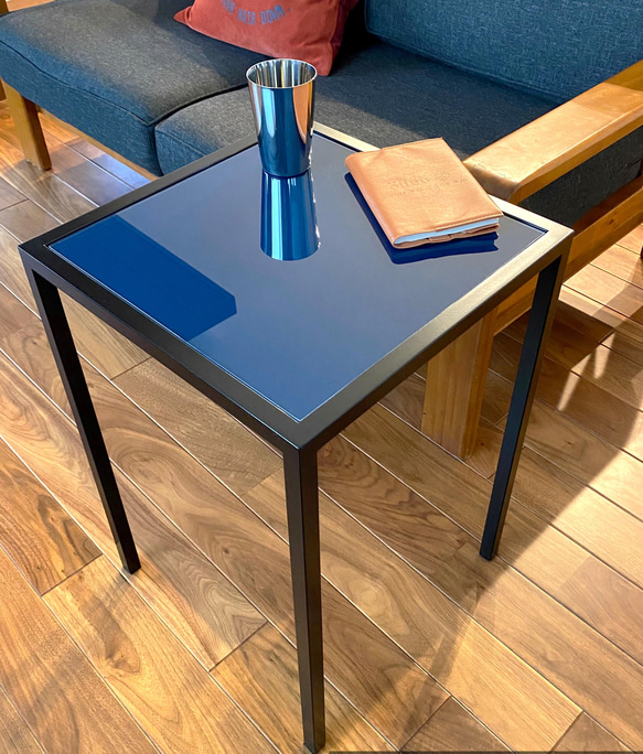 【受注生産】アイアンテーブル / カラーガラス　サイドテーブル　多目的テーブル 2枚目の画像