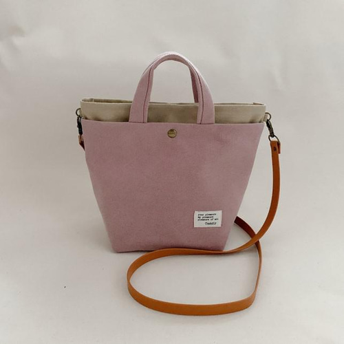 受注製作＊2wayお散歩ショルダートート／帆布・スモーキーピンク