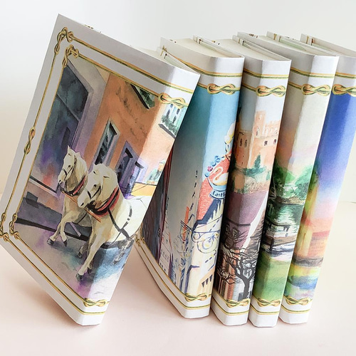 クラフト紙文庫本カバー5枚 風景画 横柄-B ブックカバー March