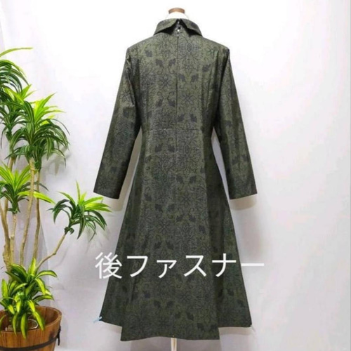 着物リメイク ロングフレアーワンピース Aライン 2WAY 花柄 正絹 