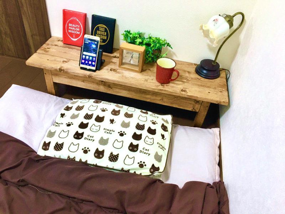 ショートナイトテーブル TVボード（チーク色） 4枚目の画像