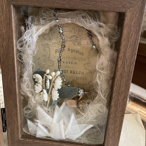 シャビーなアンティーク素材コラージュシャドウボックス♪装飾用