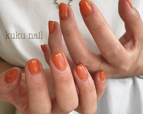 ワンカラーネイルチップ オレンジピール ネイルチップ（つけ爪
