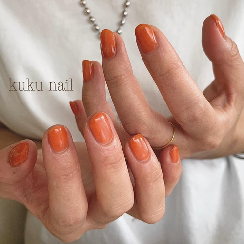 ワンカラーネイルチップ オレンジピール ネイルチップ（つけ爪